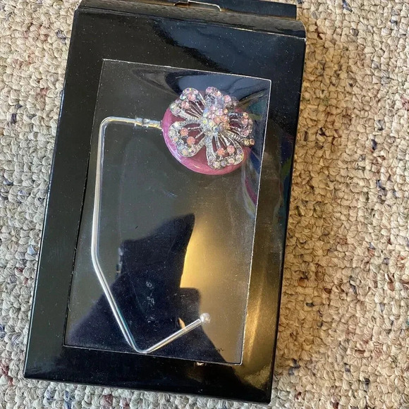 Handbag/Purse Tabletop Hanger Jeweled Purple and Silver IOP - Picture 4 of 4